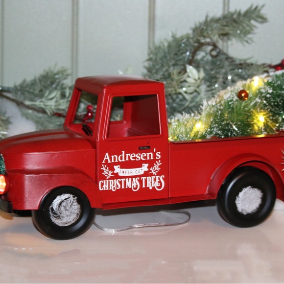 New red vintage trucks, add last name or business name,truck$30 personalized $50 - Picture 4 of 9